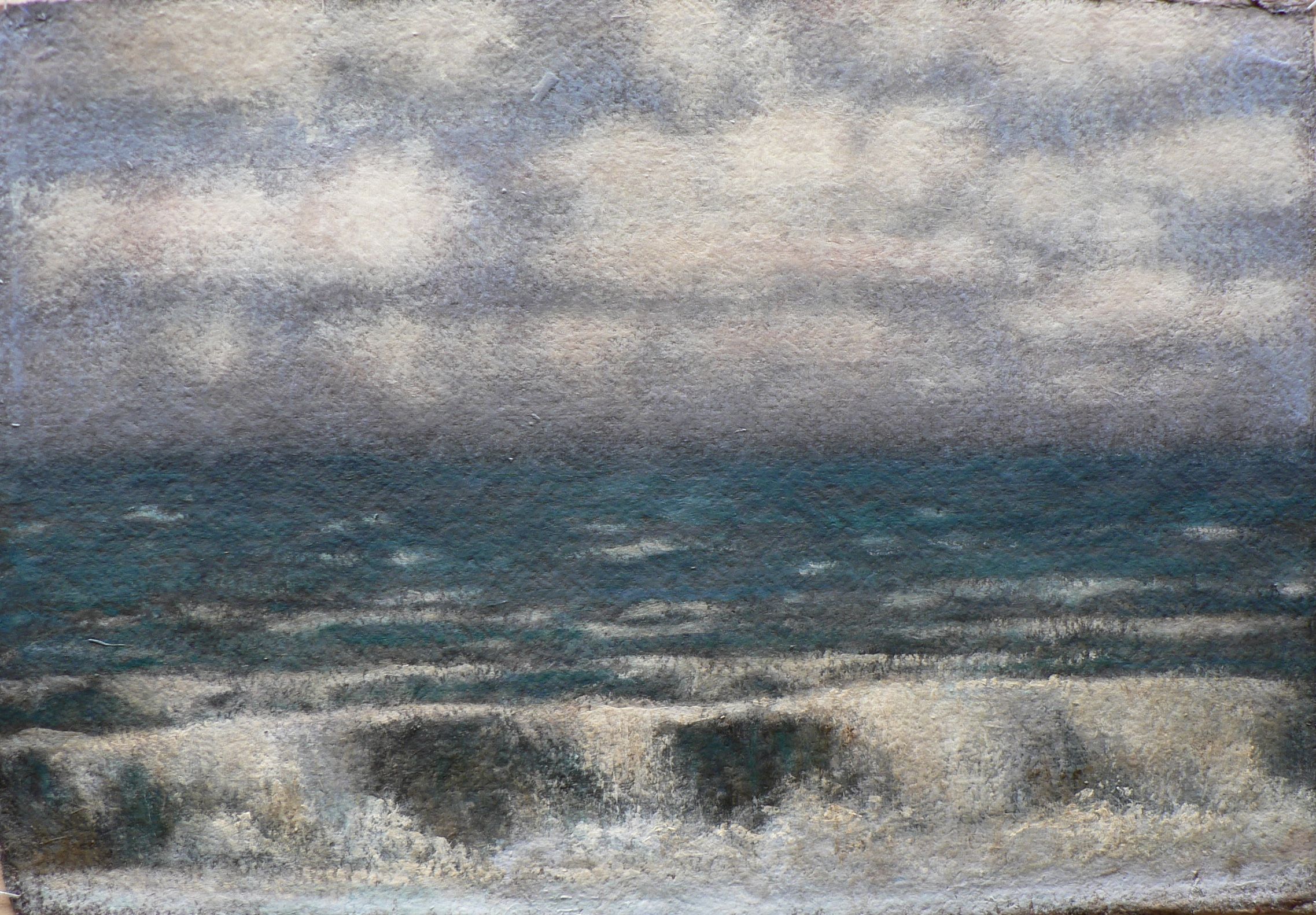 Tobit Roche, (b.1954), Breaking Wave St Leonards, 2021, oil on khadi paper, 25 x 40 cm